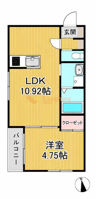 江戸屋敷アパートA棟(1LDK/1階)の間取り写真