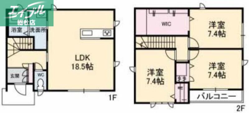 シャーメゾンタウン西阿知駅前 C棟(3LDK/1階)の間取り写真