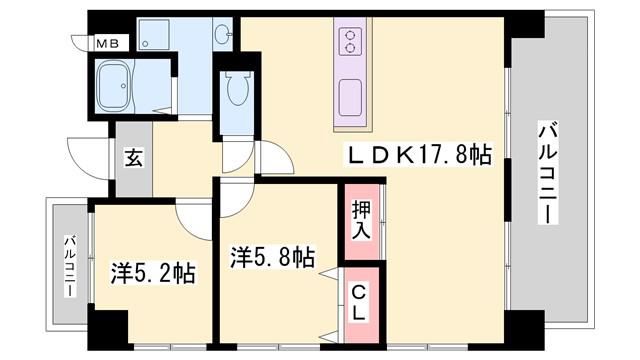 ベーセ・ベージェ西今宿(3LDK/6階)の間取り写真