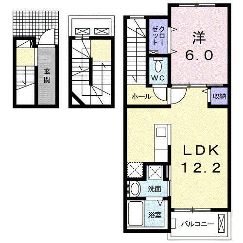 フェリーチェII(1LDK/3階)の間取り写真