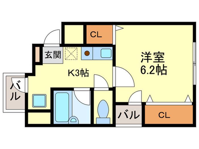 PLイースト大橋IV(1K/4階)の間取り写真