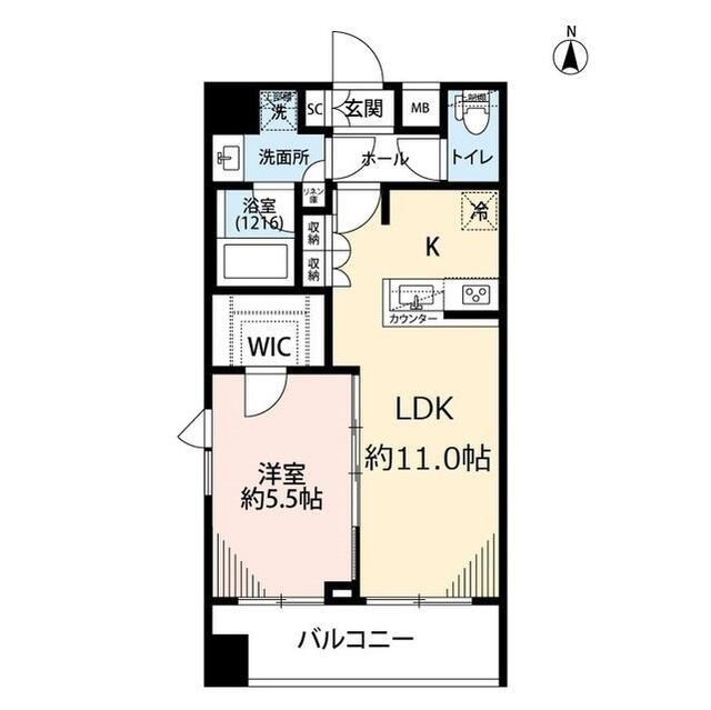 プレール・ドゥーク蔵前(1LDK/9階)の間取り写真