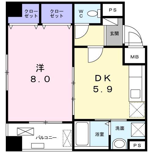 コンフォート三軒茶屋(1DK/3階)の間取り写真