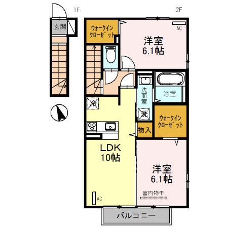 ライムコート(2LDK/2階)の間取り写真