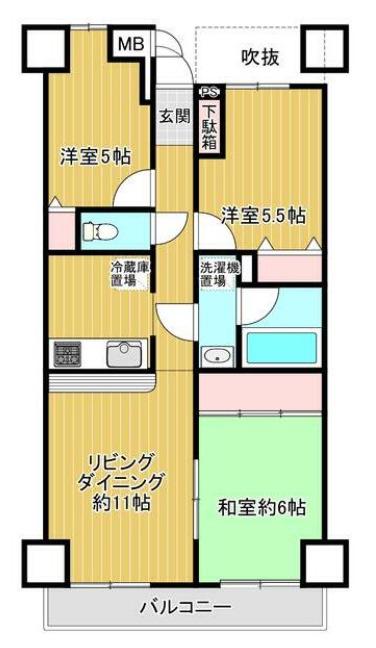 ダイアパレス鶴間フレックス(3LDK/1階)の間取り写真
