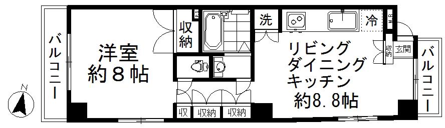デュアルウチダ(1LDK/4階)の間取り写真