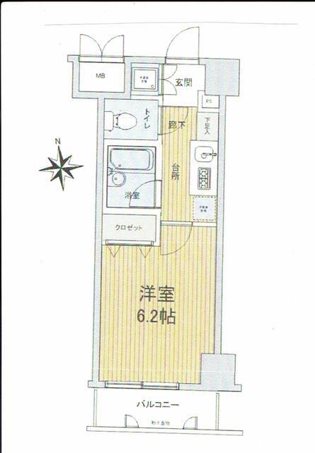アルテリア浜松町(1K/4階)の間取り写真