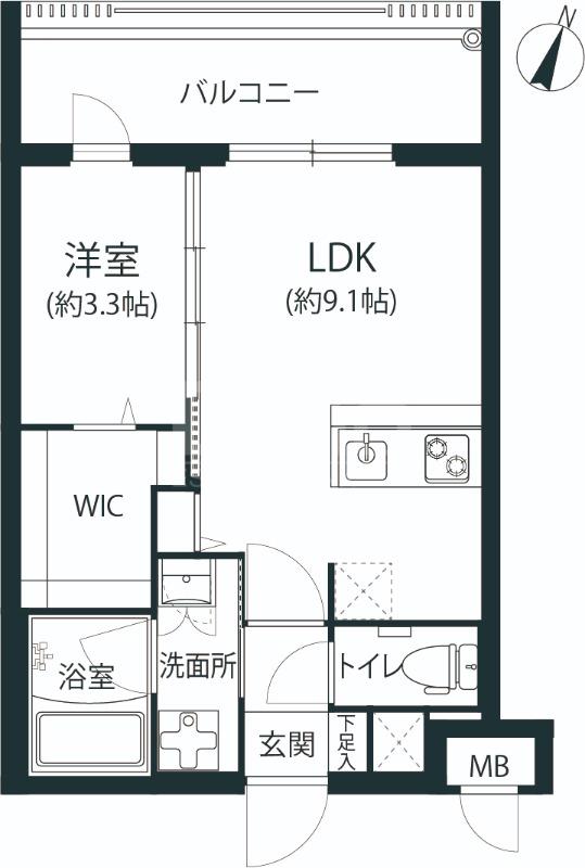 警固ビューアパートメント(1LDK/4階)の間取り写真