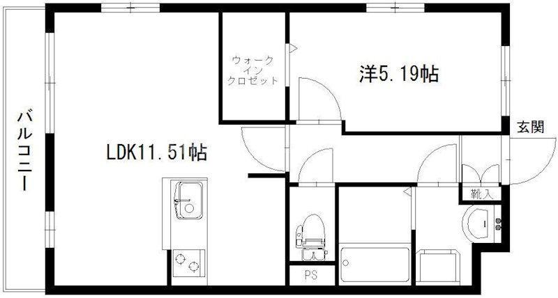 グランソレイユ(1LDK/1階)の間取り写真