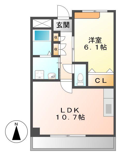 カトルセゾン(1LDK/1階)の間取り写真