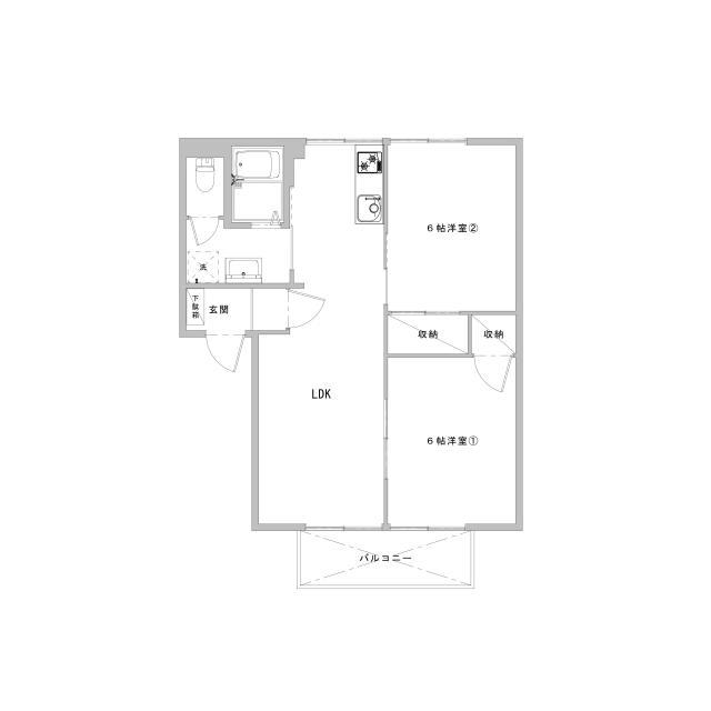 メゾンアクルックスA棟(2LDK/1階)の間取り写真