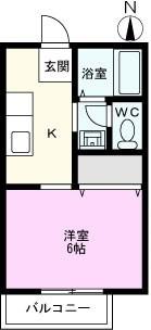 エスポワール宇原(1K/1階)の間取り写真