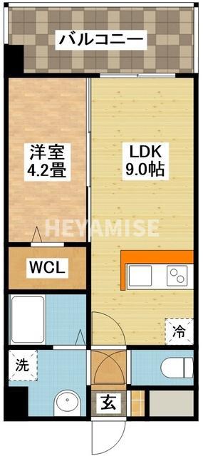 MODERN PALAZZO文教通GROW(1LDK/2階)の間取り写真
