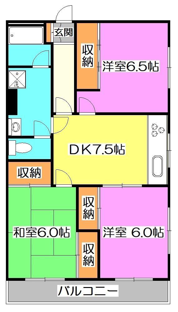 柳沢ハイツ(3DK/2階)の間取り写真