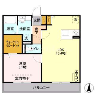 I.ヴィレッジサウス(1LDK/2階)の間取り写真