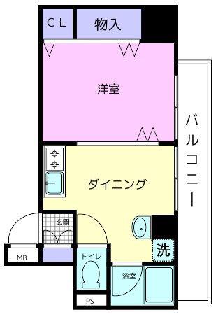 パリ・シャトー本町(1DK/3階)の間取り写真