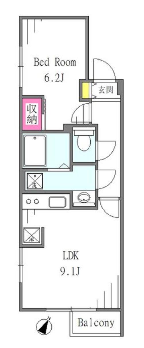 ラビス西新宿五丁目(1LDK/3階)の間取り写真