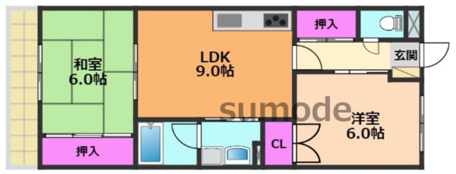 コスモパーク(2LDK/1階)の間取り写真
