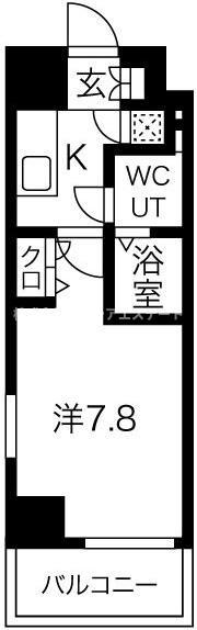 ジュネーゼグラン福島NODA(1K/8階)の間取り写真