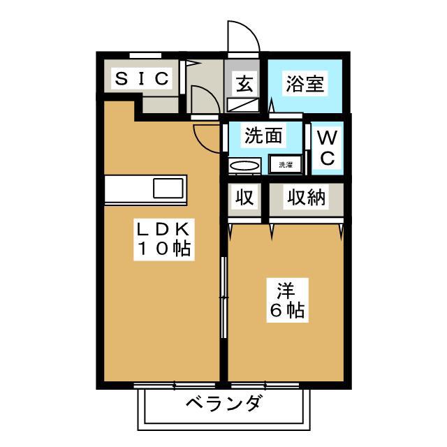 グリーンハイツ古梅(1LDK/1階)の間取り写真