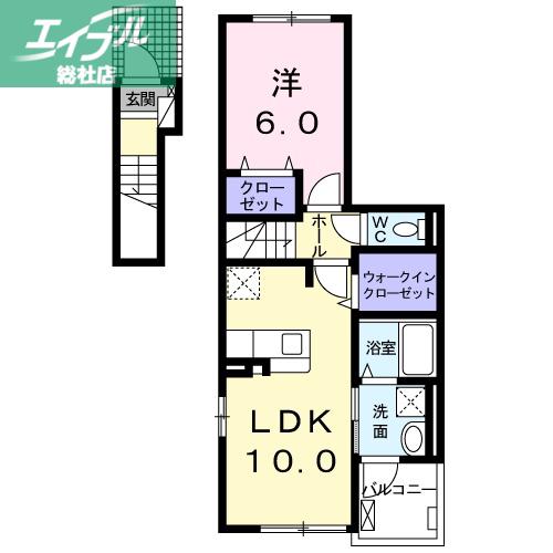 セイバリーK III(1LDK/2階)の間取り写真