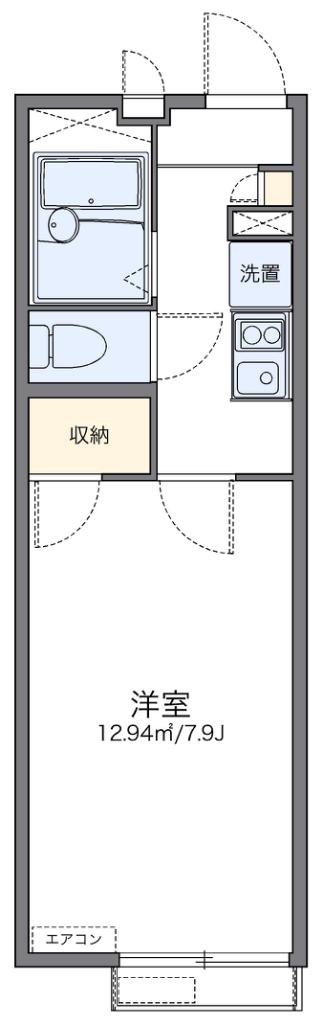 レオパレス富田林西(1K/2階)の間取り写真