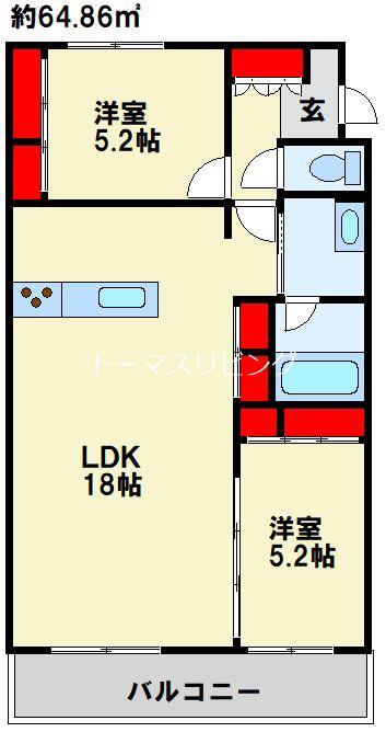 シャーメゾン優蒼の杜 壱番館(2LDK/1階)の間取り写真