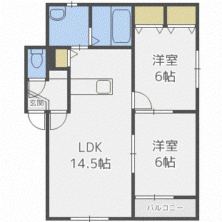ベルナティオ南あいの里(2LDK/1階)の間取り写真