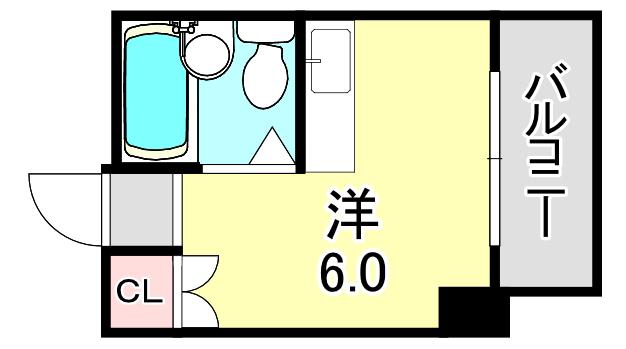 シャトー第7神戸(ワンルーム/7階)の間取り写真