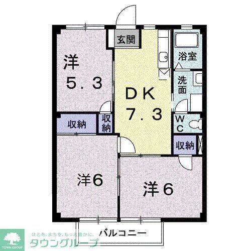 パストラルII(3DK/1階)の間取り写真