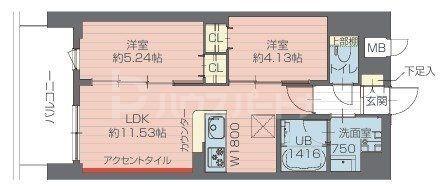 プレジオ西日暮里ノース(2LDK/4階)の間取り写真