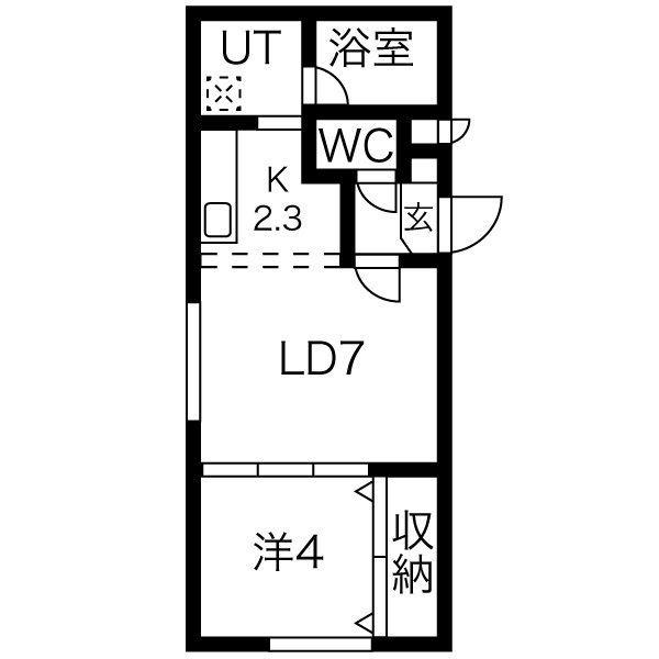 シャンテ北3条(1LDK/2階)の間取り写真