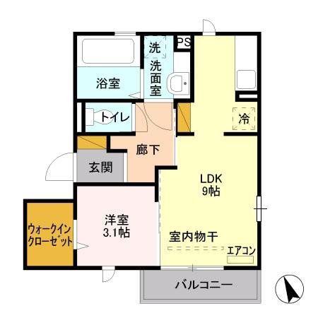 アプリコットA(1LDK/1階)の間取り写真