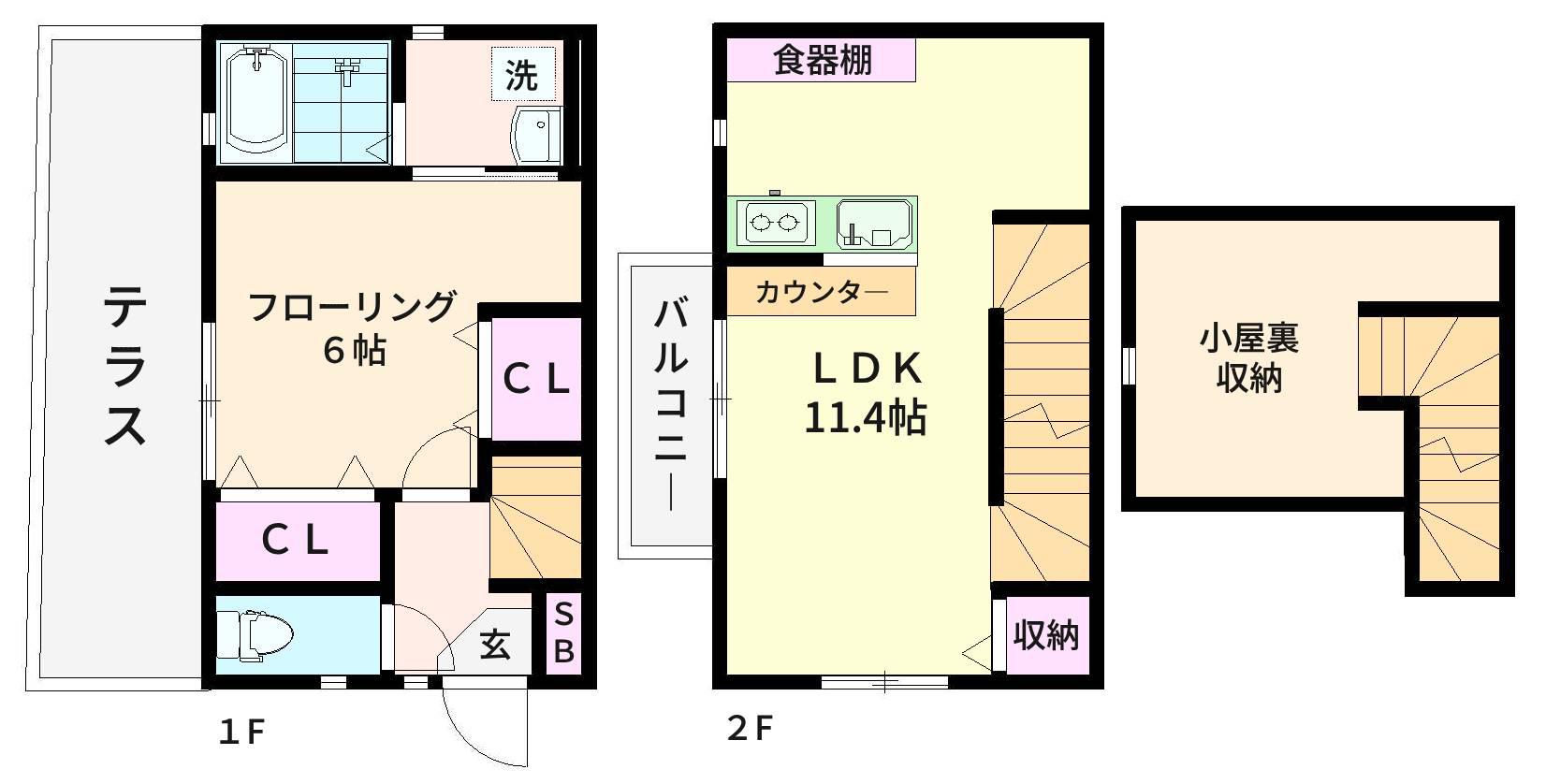 KハウスII(1LDK/1階)の間取り写真
