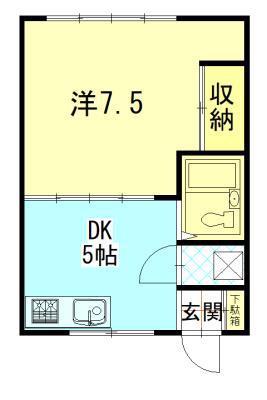 メープルオーク(1K/2階)の間取り写真