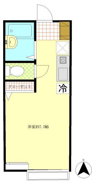 クライス(ワンルーム/1階)の間取り写真