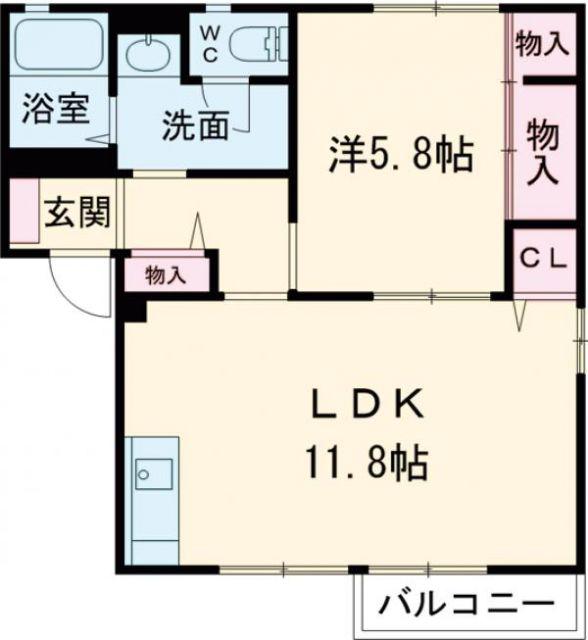 ミレニアム(1LDK/2階)の間取り写真