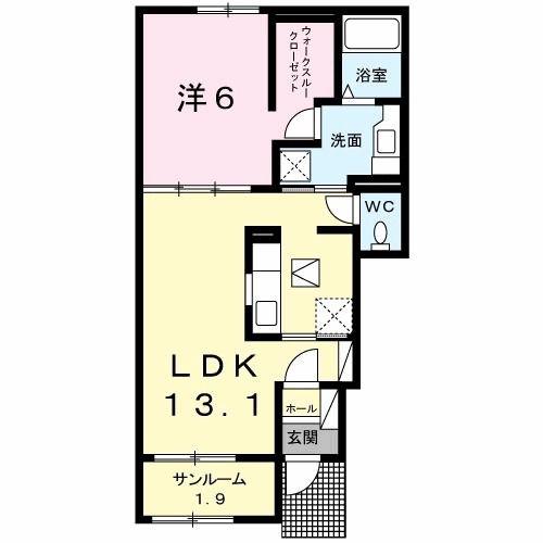 エクセレント寺町(1LDK/1階)の間取り写真