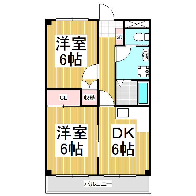 ハイツカテリーナ(2DK/2階)の間取り写真