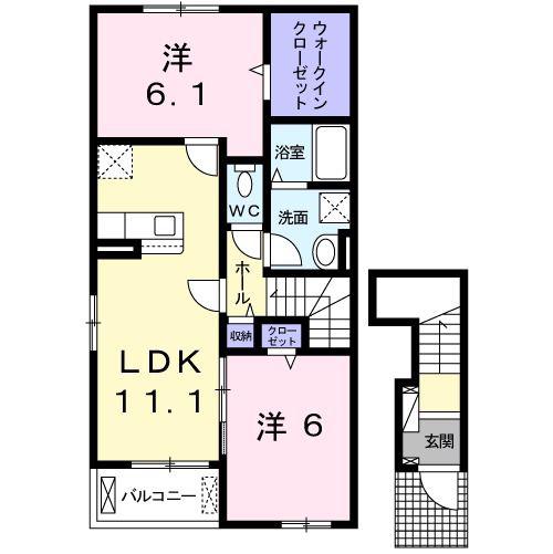 アウローラ(2LDK/2階)の間取り写真