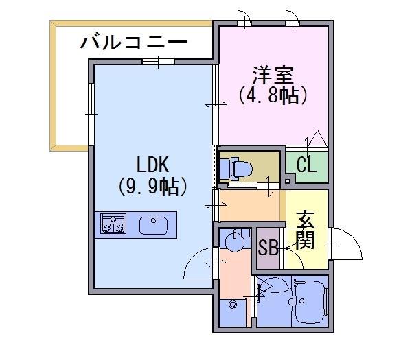 カルダカーサ(1LDK/2階)の間取り写真