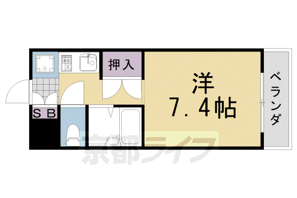 フラッツ上桂(1K/2階)の間取り写真