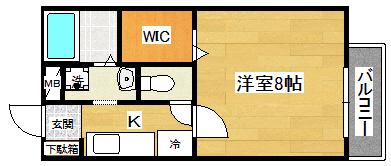 フェルミール南仙台(1K/2階)の間取り写真