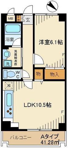 ニューカーサ(1LDK/4階)の間取り写真