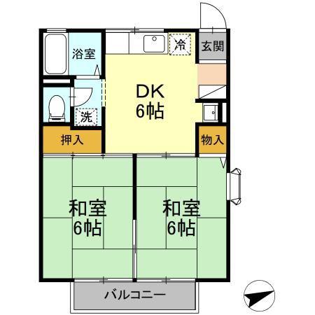 エトスO2(2DK/1階)の間取り写真