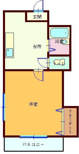 サングリーンゆき(1K/3階)の間取り写真