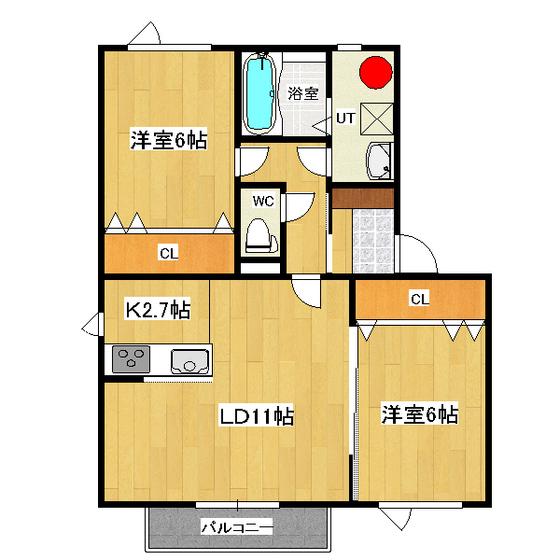 ASPEN HOUSE(2LDK/2階)の間取り写真