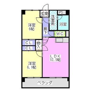 レージュ・グリーン(2LDK/1階)の間取り写真