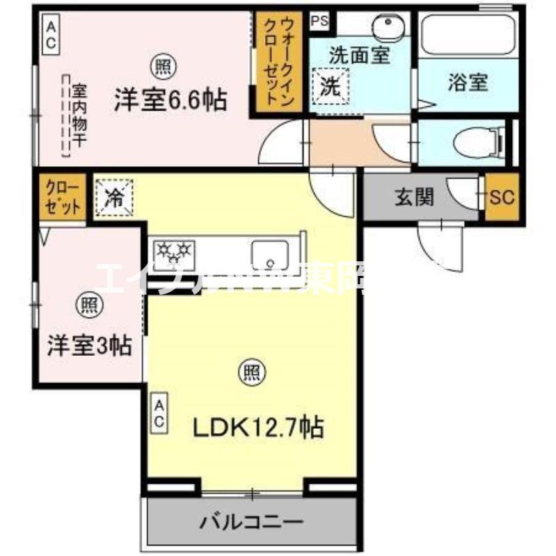 シャリテ(2LDK/2階)の間取り写真