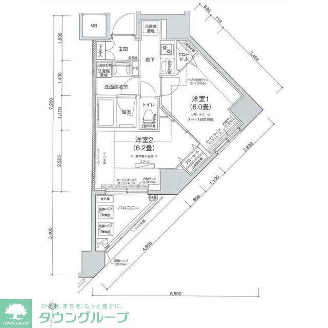 ルフレプレミアム押上ノルド(2K/9階)の間取り写真